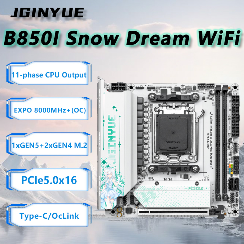 Nas Motherboard 8 Sata Mini Itx - JGINYUE B850i สโนว์ดรีม เมนบอร์ด WiFi ITX